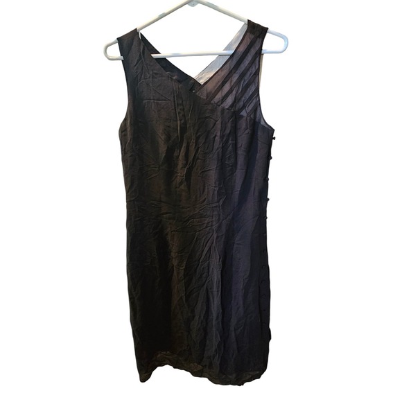 DAVID WARREN NEW YORK Dresses & Skirts - David Warren New York Silk Black Sleeveless Sheath Cocktail Dress 8 Button Side